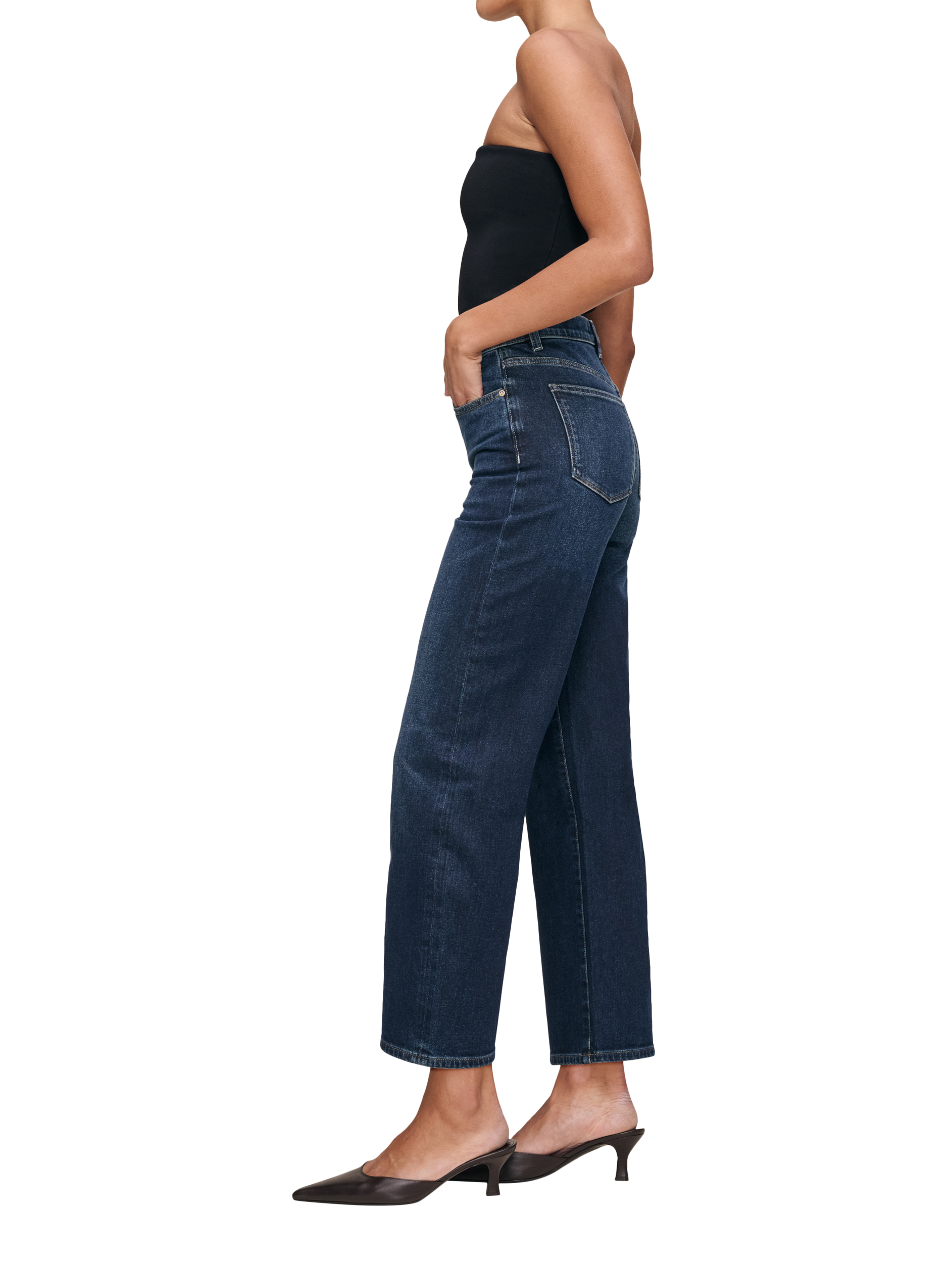 Product image 3 of 6, which shows DL1961 Karmine High Rise Straight Leg Ankle Jeans, Dark Sea Vintage, 25