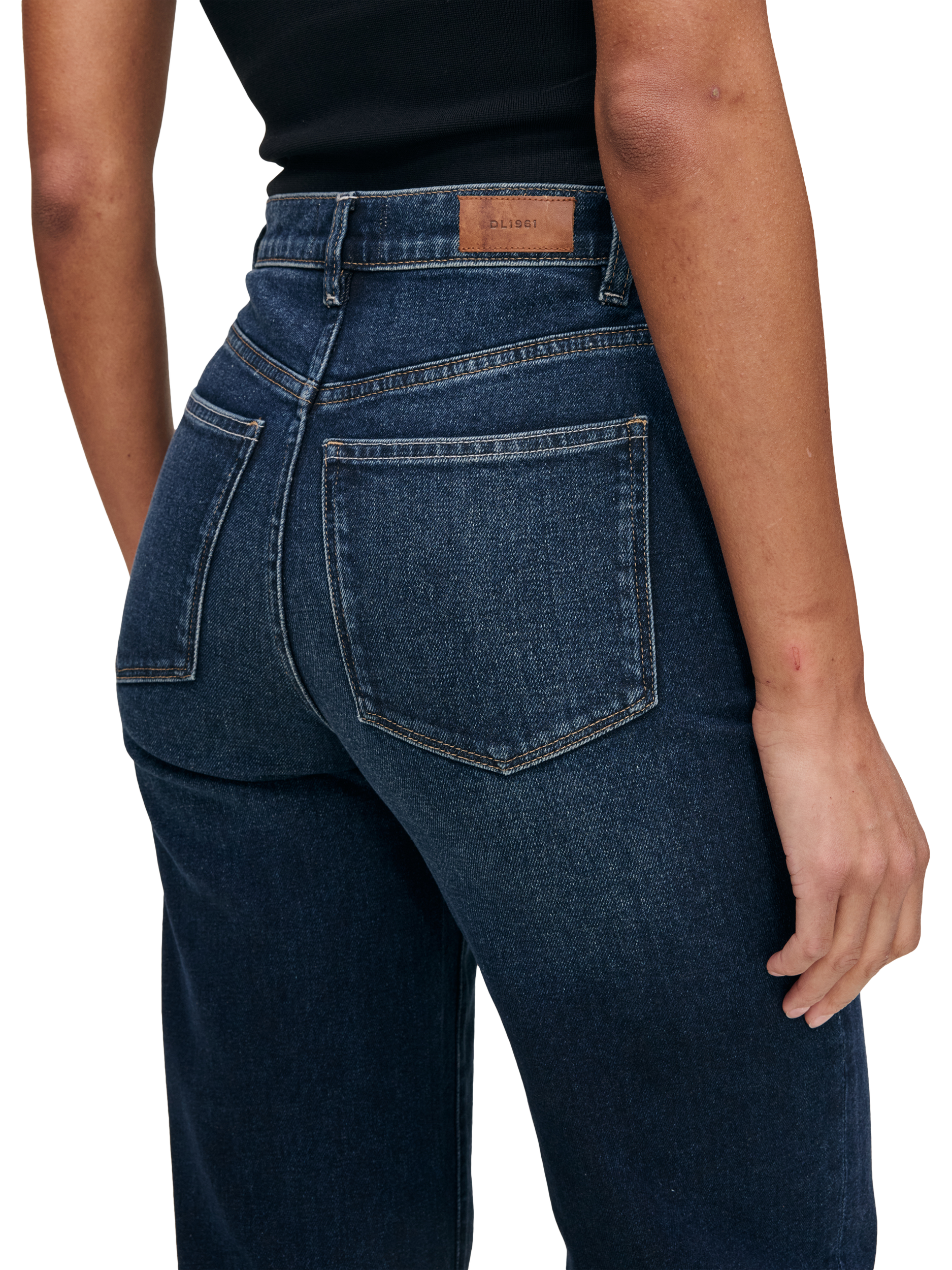 Product image 5 of 6, which shows DL1961 Karmine High Rise Straight Leg Ankle Jeans, Dark Sea Vintage, 25