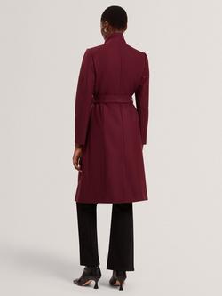 Ted Baker Rose Mid Length Belted Wool Rich Coat, Burgundy - view 2, Burgundy