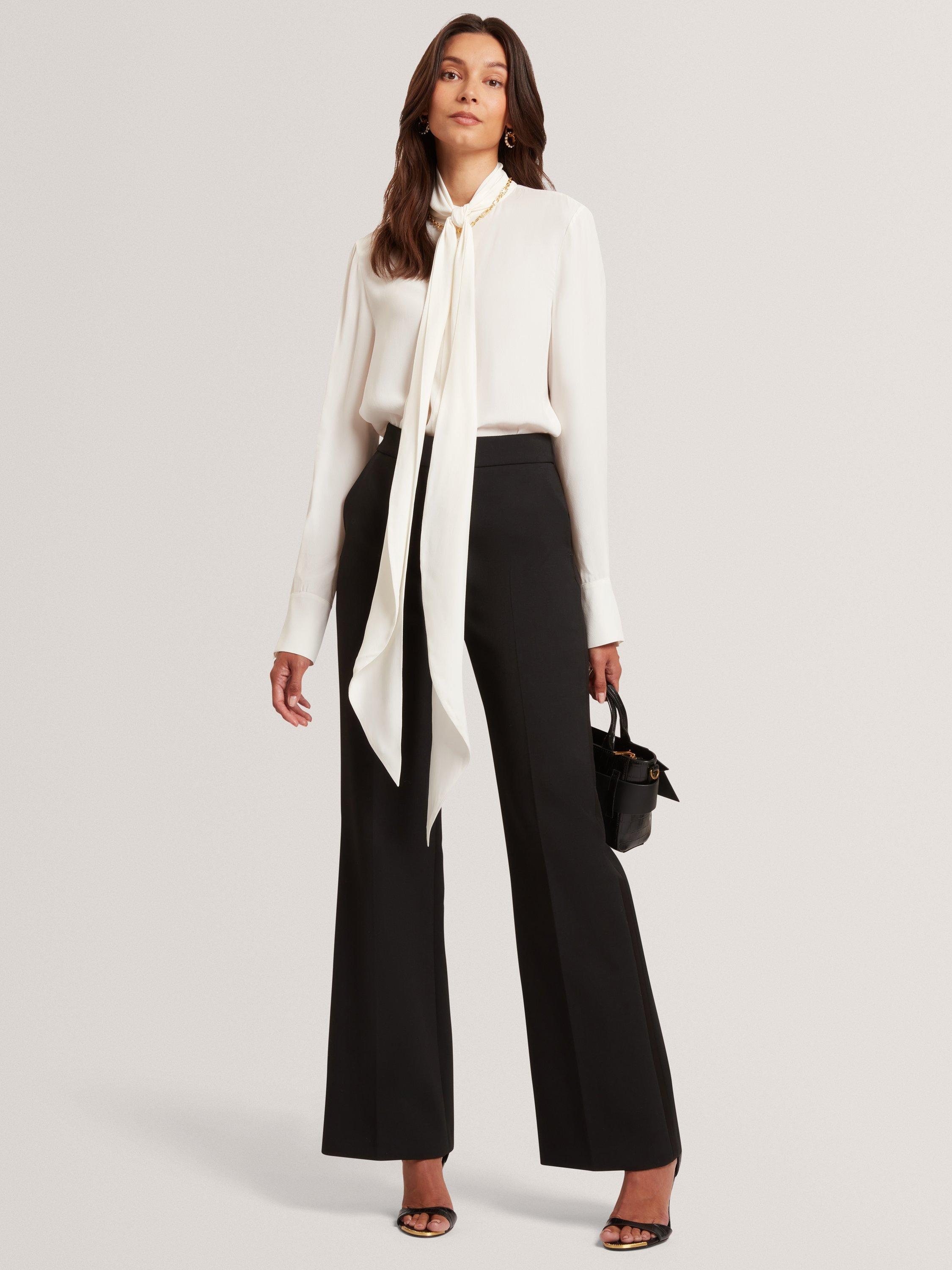 Product image 2 of 7, which shows Ted Baker Ressia Tie Neck Top, Ivory, 8