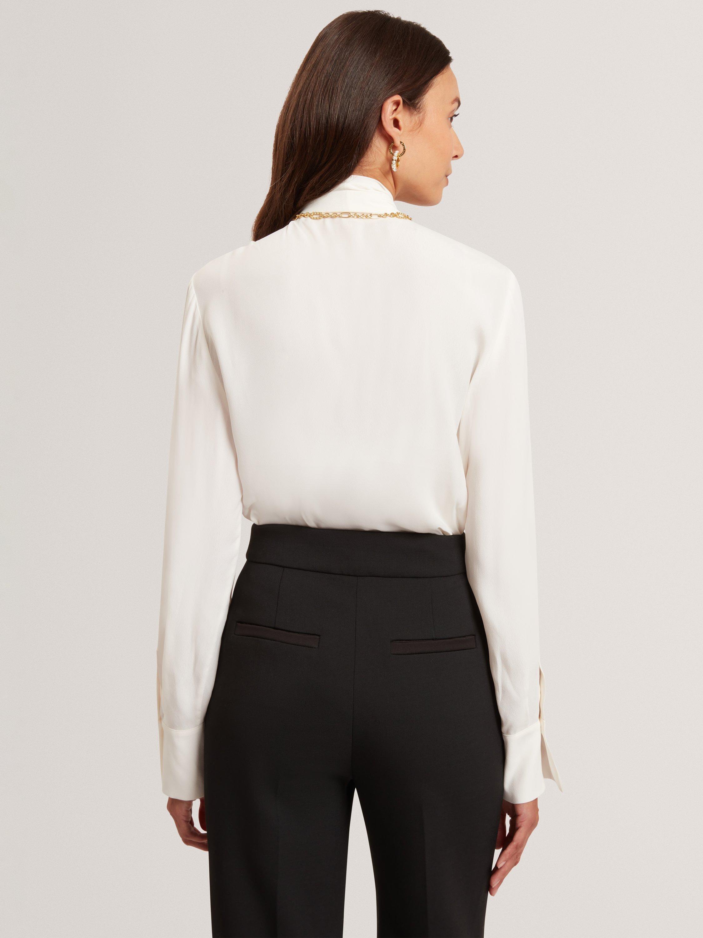 Product image 3 of 7, which shows Ted Baker Ressia Tie Neck Top, Ivory, 8