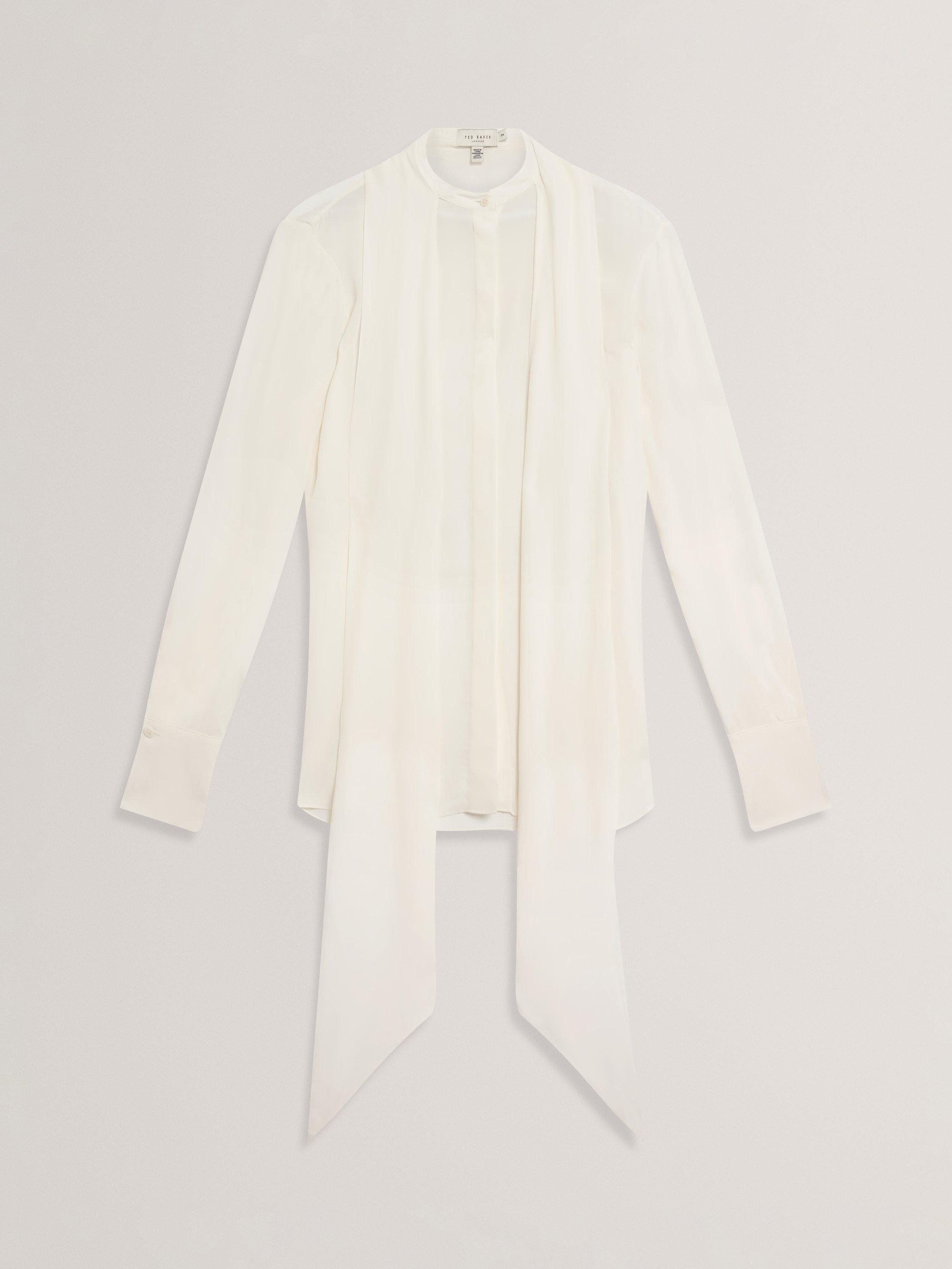 Product image 6 of 7, which shows Ted Baker Ressia Tie Neck Top, Ivory, 8