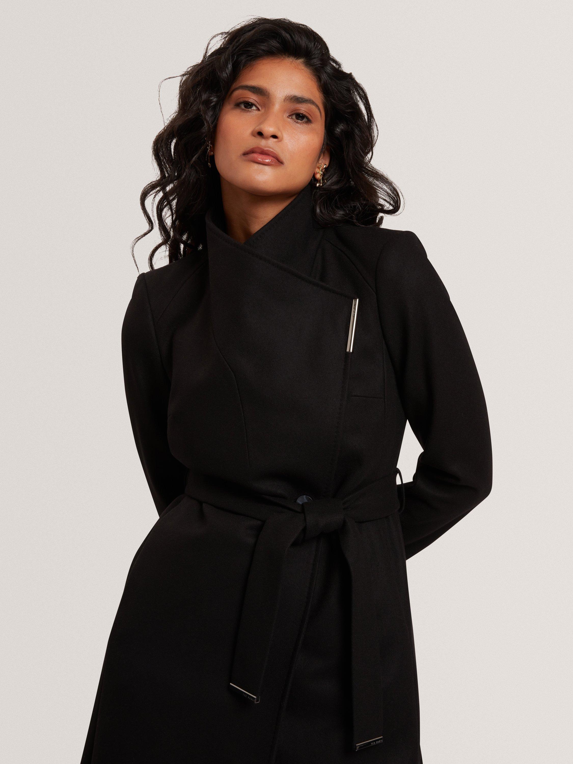 Product image 2 of 5, which shows Ted Baker Rosell Belted Wool Rich Coat, Black, 8