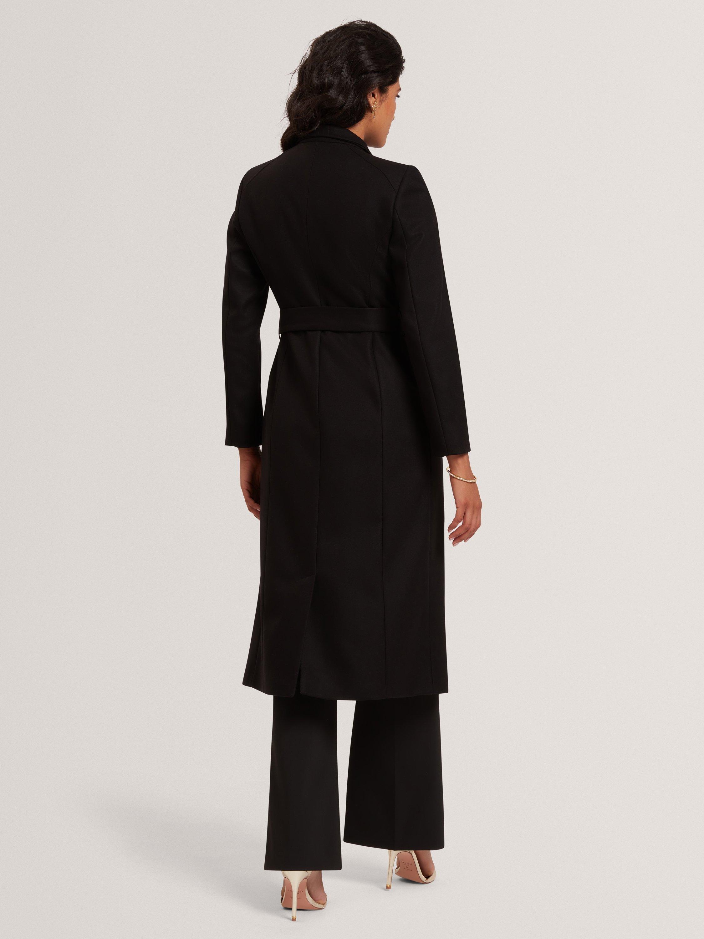 Product image 3 of 5, which shows Ted Baker Rosell Belted Wool Rich Coat, Black, 8