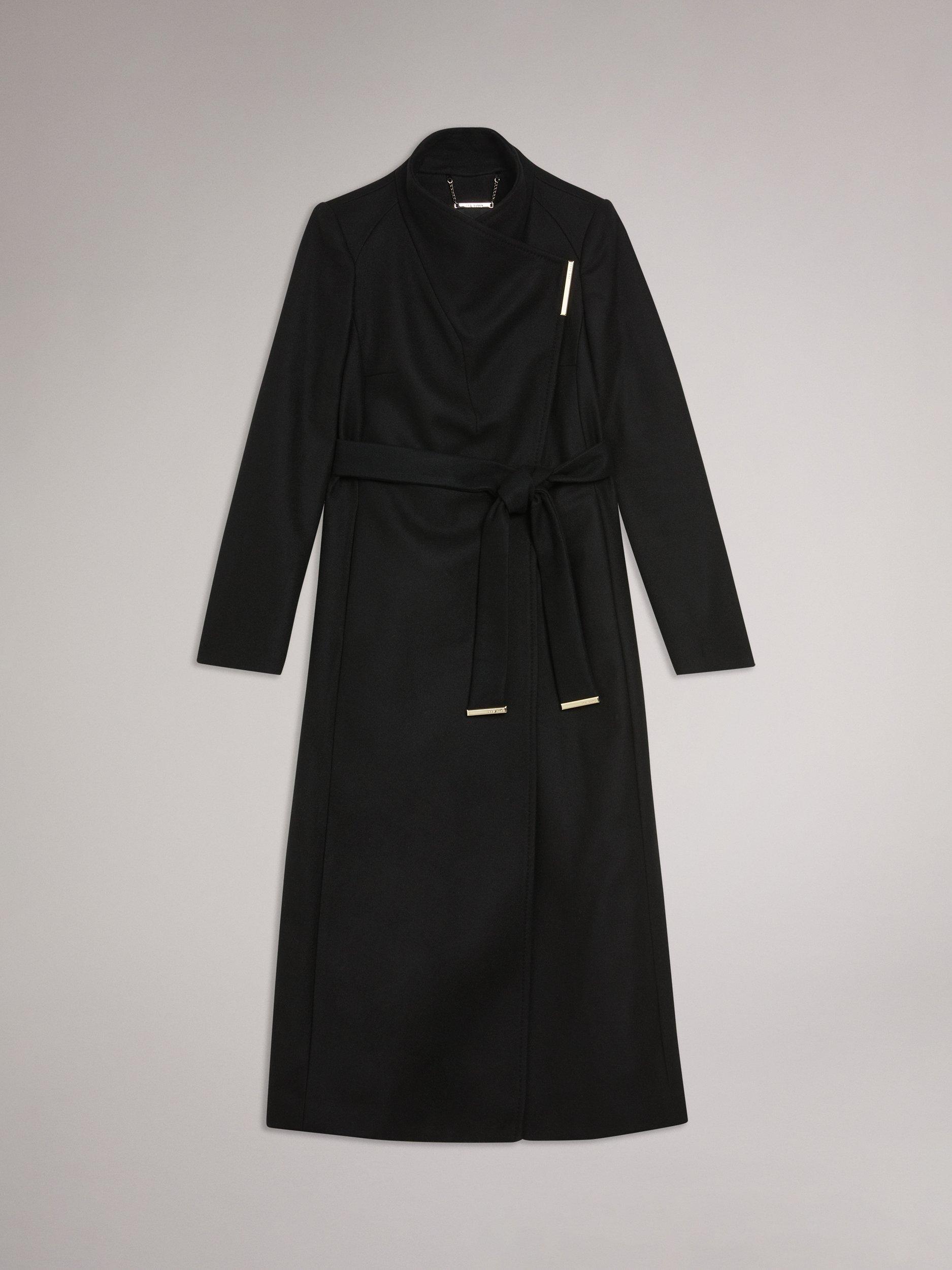 Product image 4 of 5, which shows Ted Baker Rosell Belted Wool Rich Coat, Black, 8