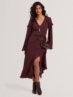 Ted Baker Truea Frill Detail Midi Dress, Burgundy, Burgundy