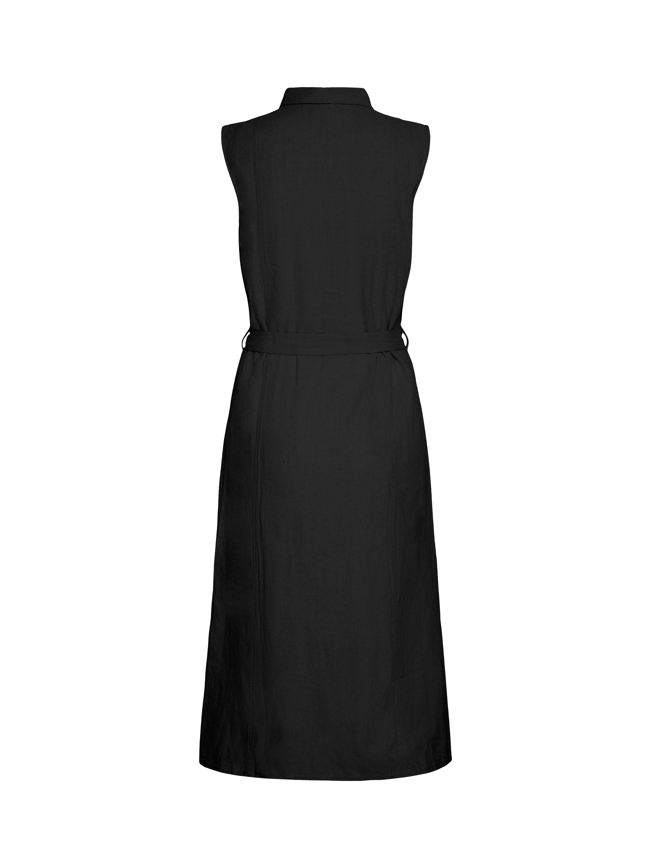 Product image 2 of 3, which shows ICHI Linno Belted Linen Rich Dress, Black, 16