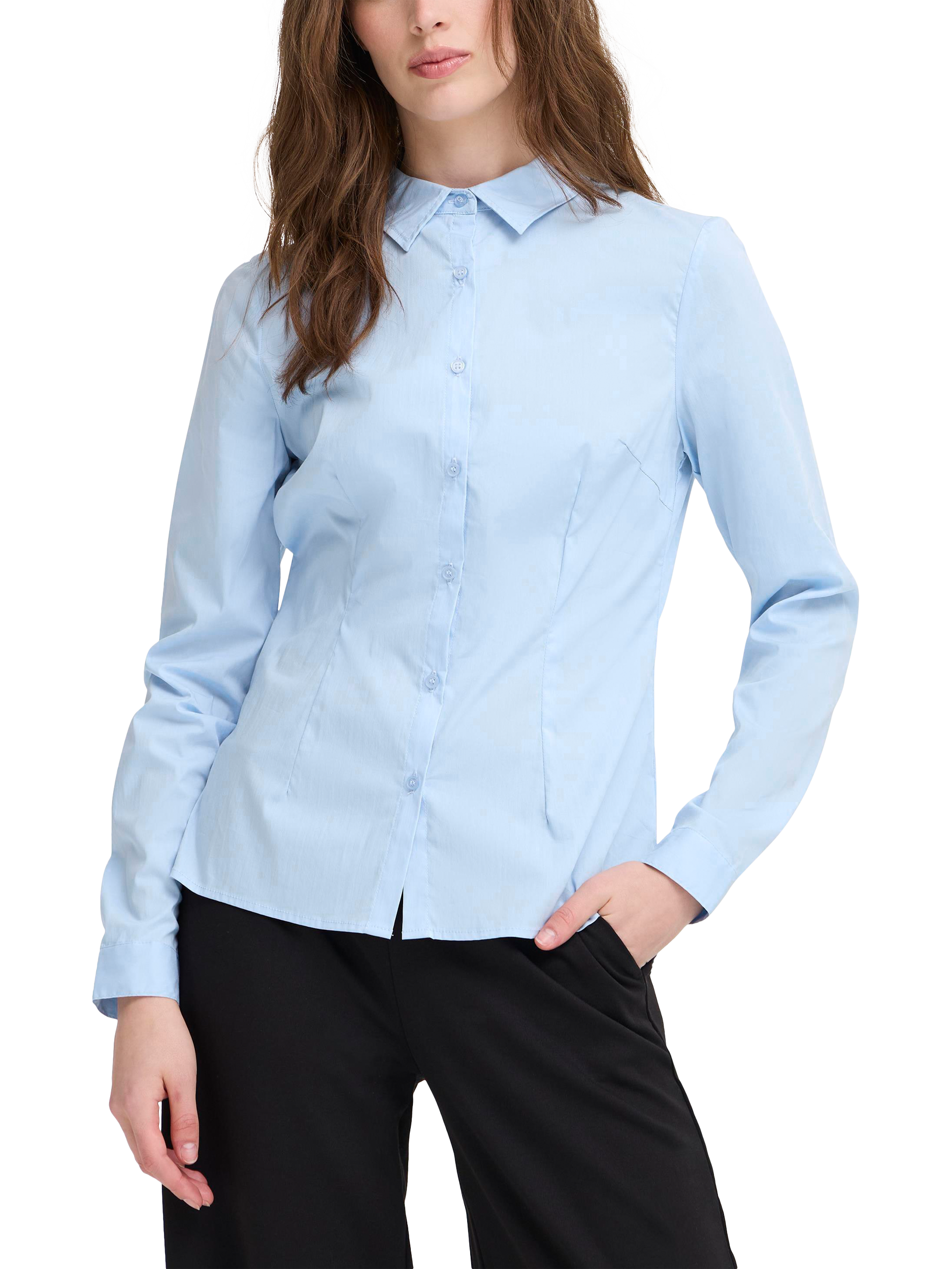 Product image 1 of 7, which shows ICHI Dima Long Sleeve Shirt, Blue, 18