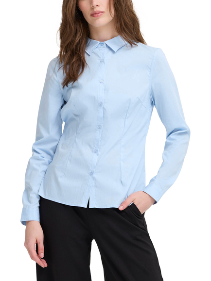 ICHI Dima Long Sleeve Shirt, Blue, Blue