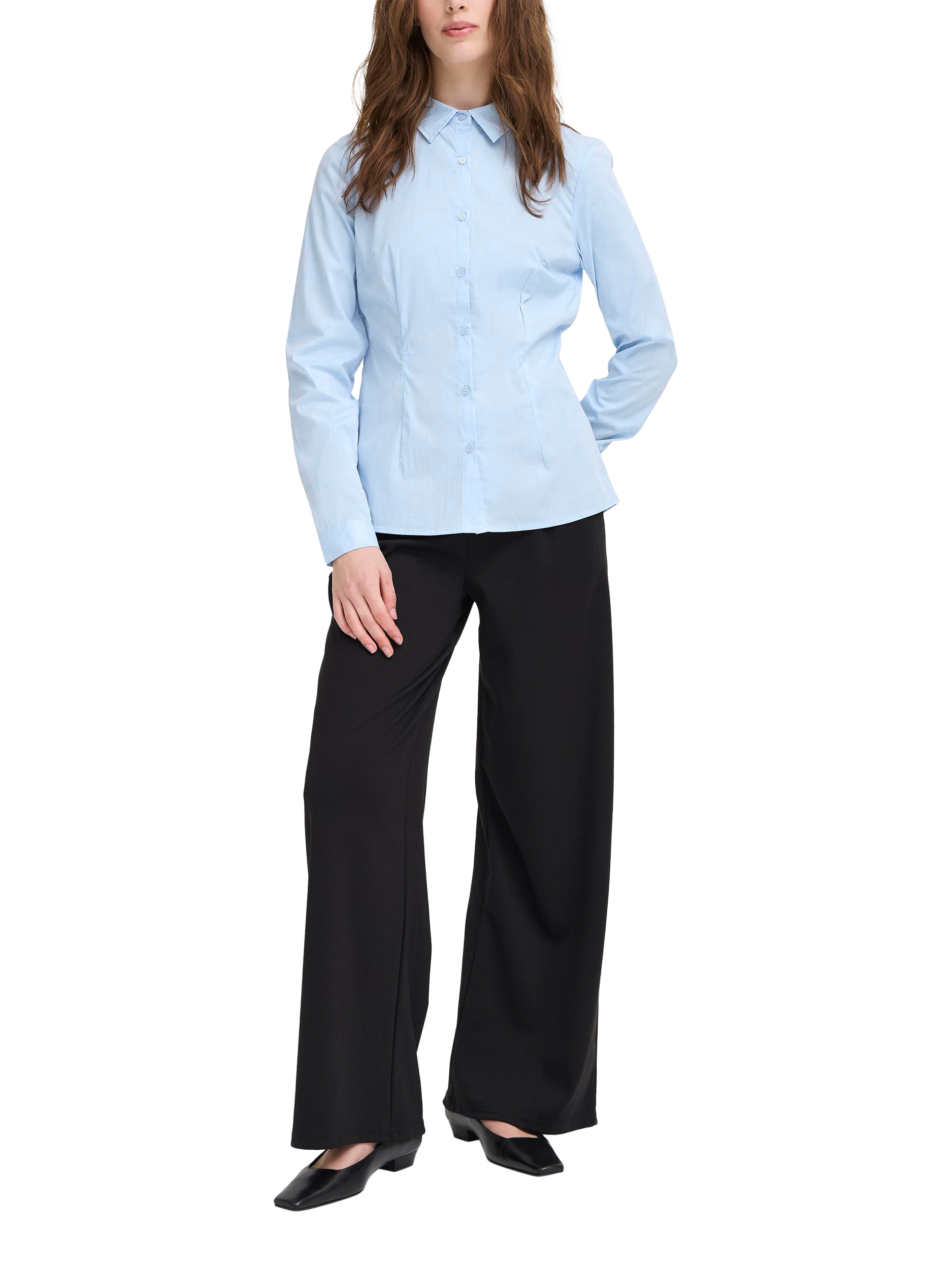 Product image 3 of 7, which shows ICHI Dima Long Sleeve Shirt, Blue, 18