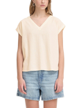 ICHI Linno V-Neck Linen Rich Top, Beige
