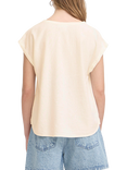 ICHI Linno V-Neck Linen Rich Top, Beige