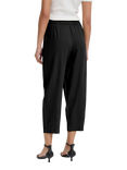 ICHI Linno Linen Rich Barrel Leg Trousers, Black