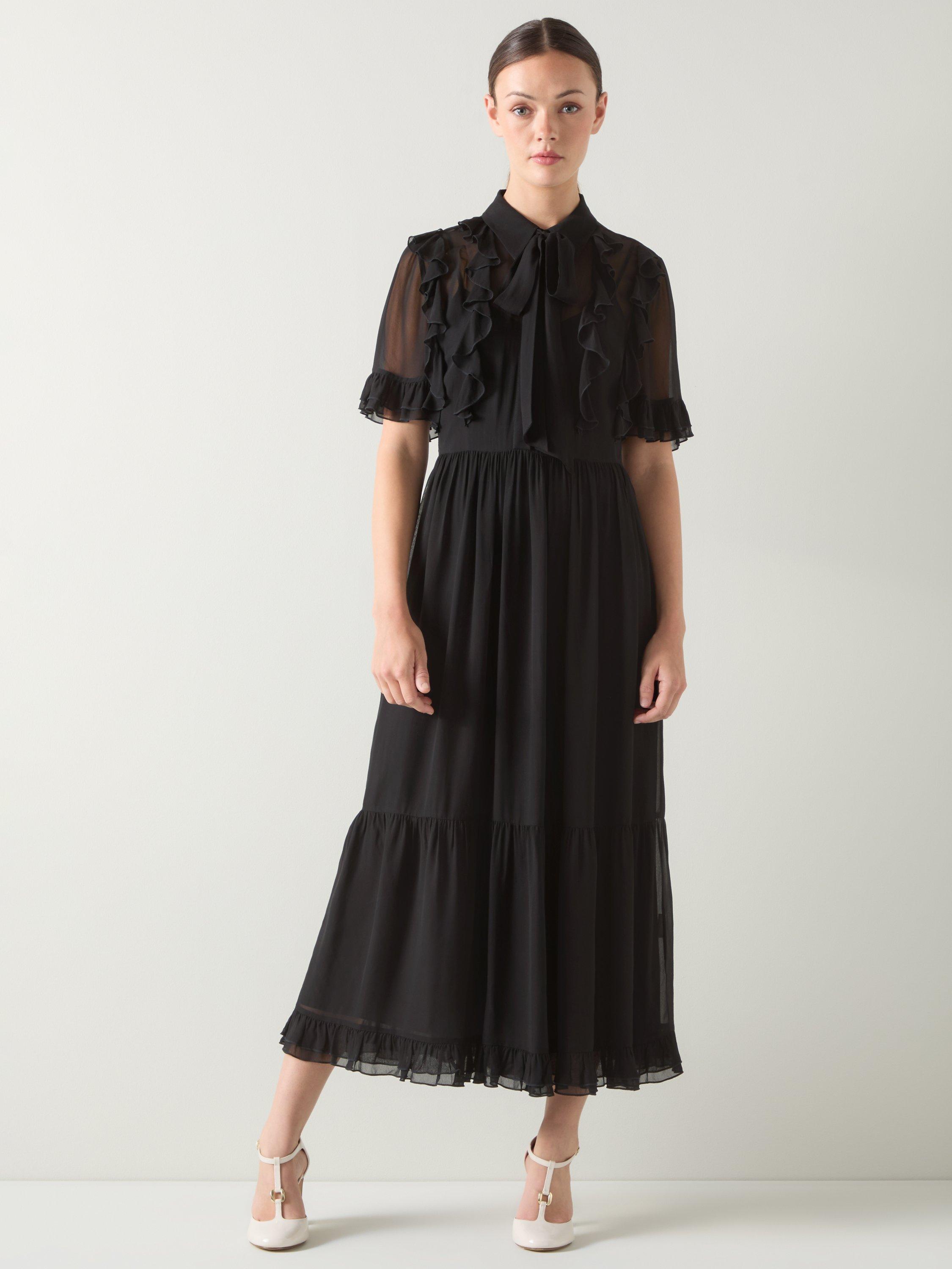 Product image 1 of 5, which shows L.K.Bennett Corissa Frill Shirt Dress, Black, 6
