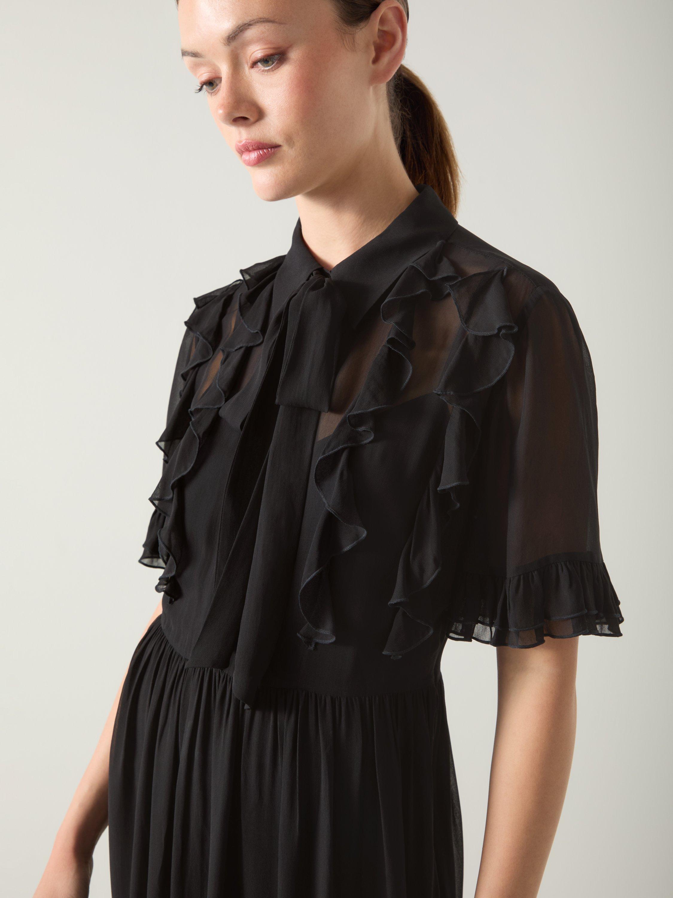 Product image 3 of 5, which shows L.K.Bennett Corissa Frill Shirt Dress, Black, 6