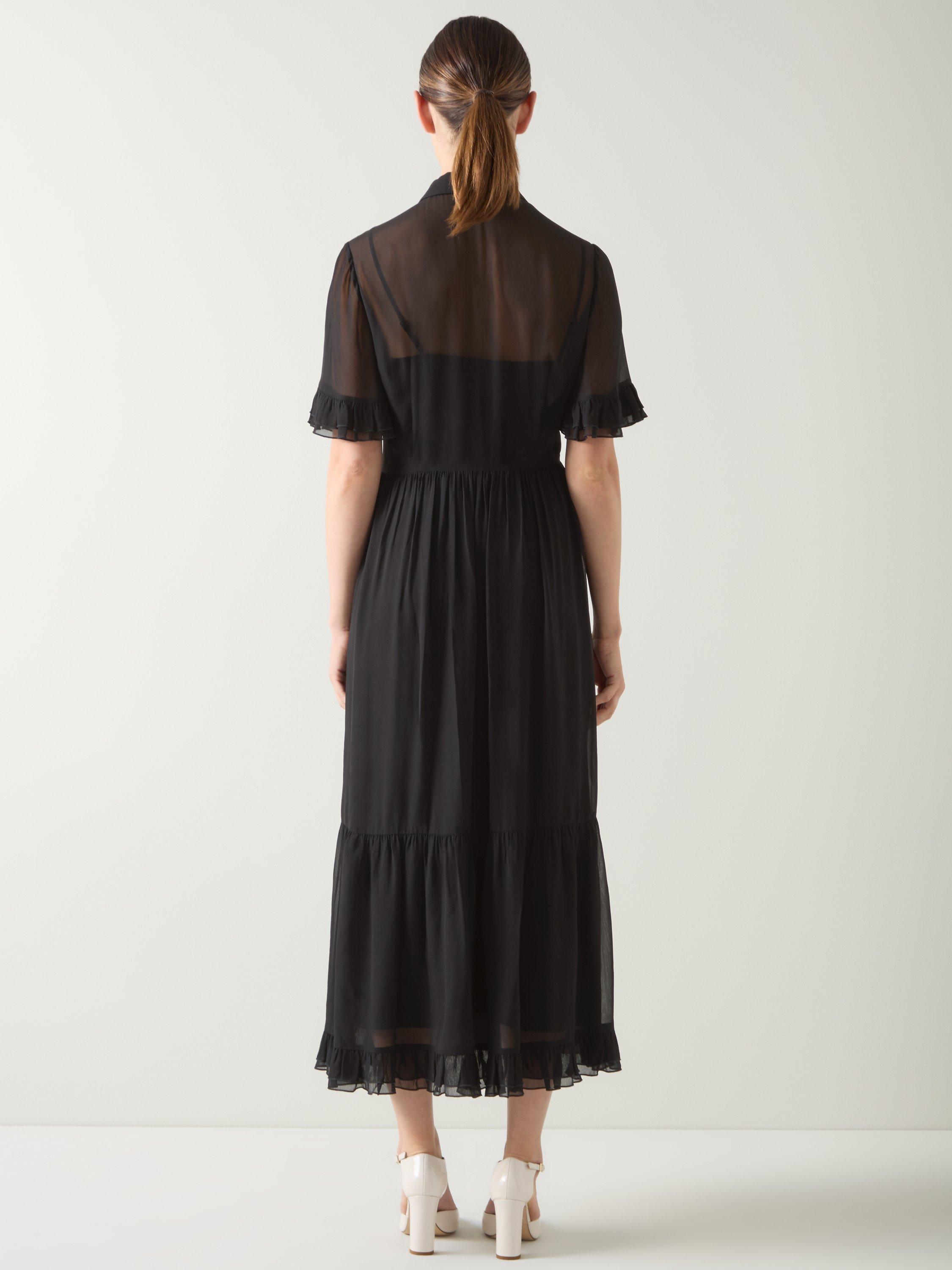 Product image 4 of 5, which shows L.K.Bennett Corissa Frill Shirt Dress, Black, 6