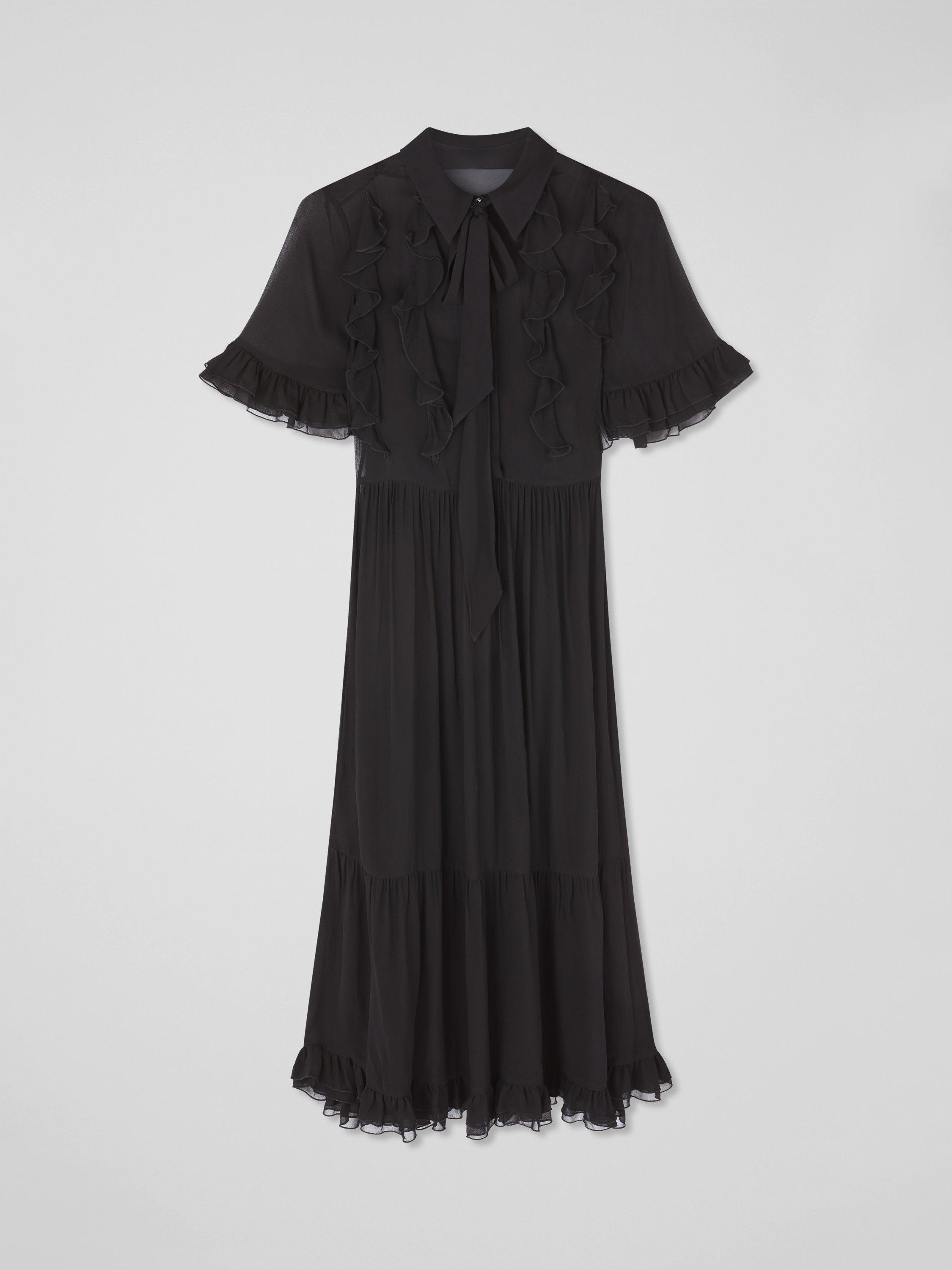 Product image 5 of 5, which shows L.K.Bennett Corissa Frill Shirt Dress, Black, 6
