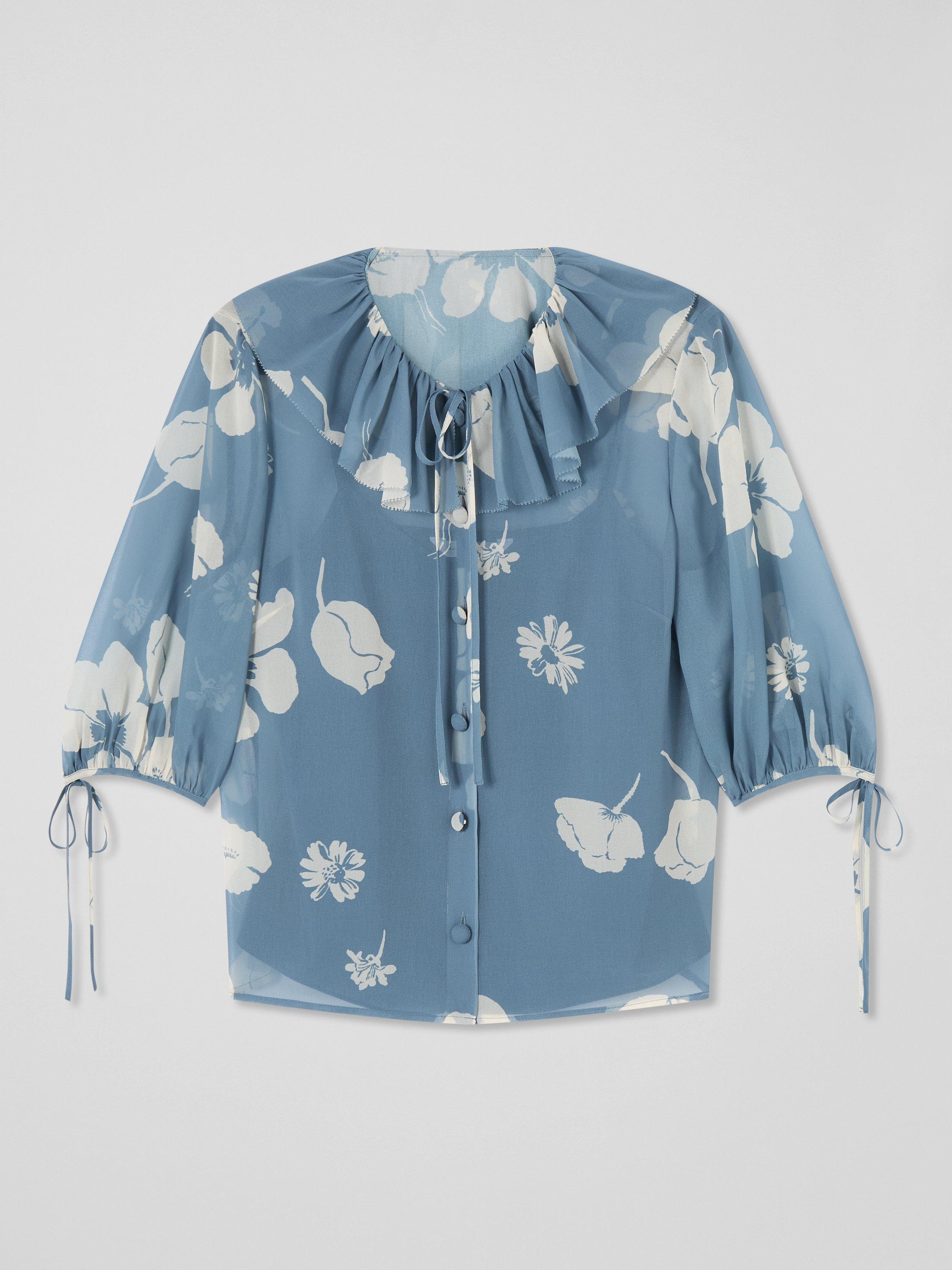 Product image 4 of 4, which shows L.K.Bennett Rumi Floral Tie Neck Blouse, Blue/Multi, 6