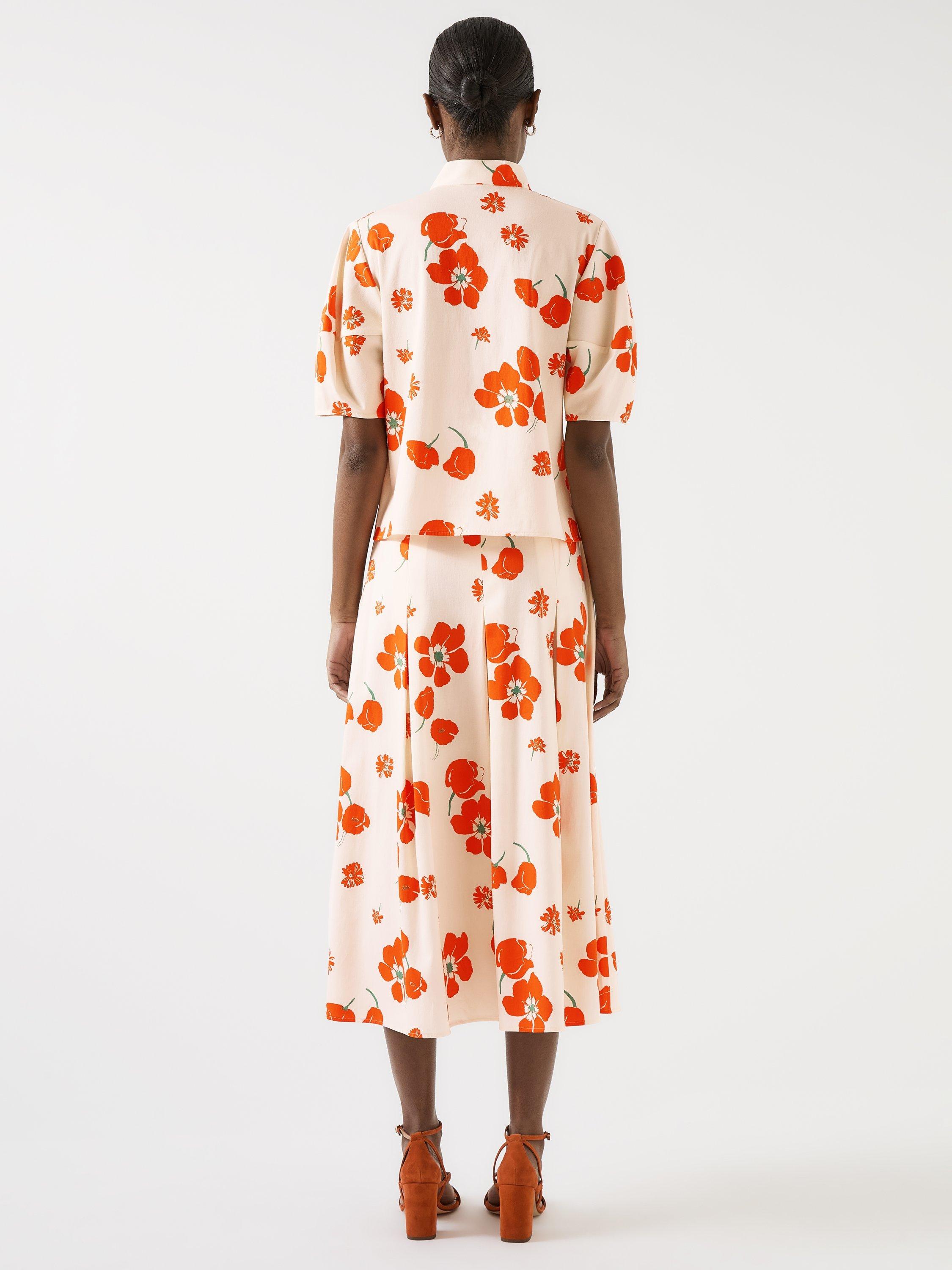 Product image 3 of 4, which shows L.K.Bennett Flora Pleat Culottes, Orange/Multi, 6