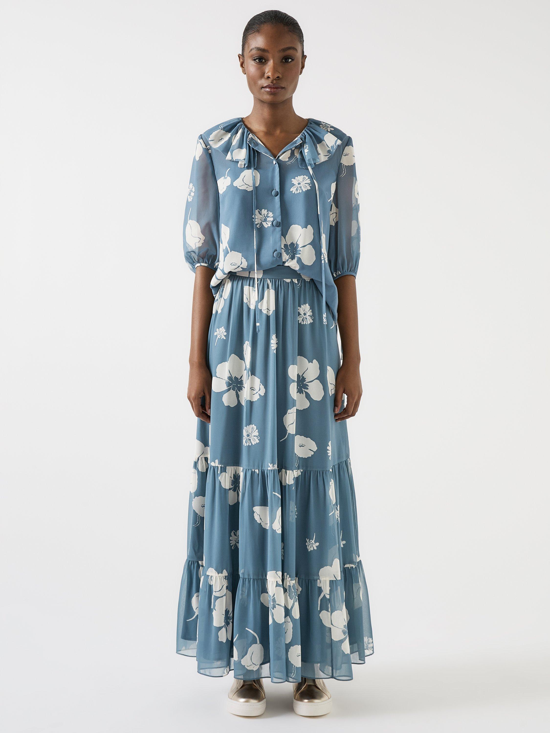 Product image 1 of 4, which shows L.K.Bennett Rumi Floral Maxi Skirt, Blue/Multi, 6