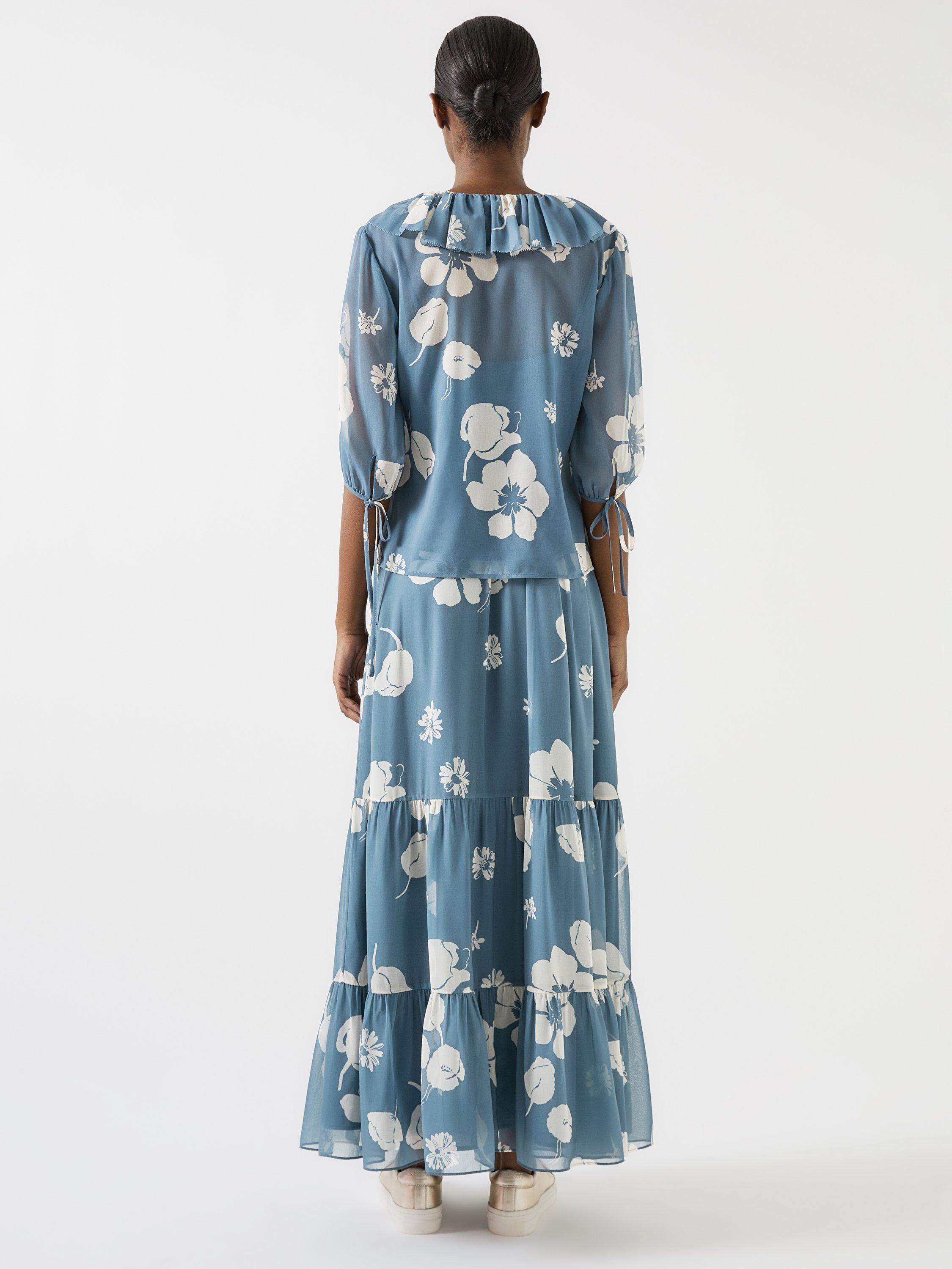Product image 3 of 4, which shows L.K.Bennett Rumi Floral Maxi Skirt, Blue/Multi, 6