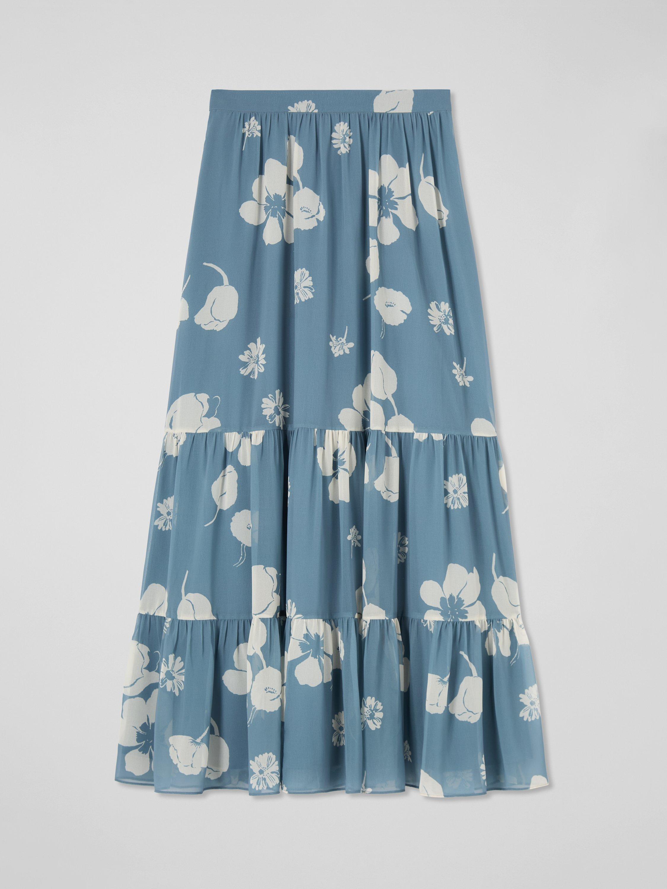 Product image 4 of 4, which shows L.K.Bennett Rumi Floral Maxi Skirt, Blue/Multi, 6