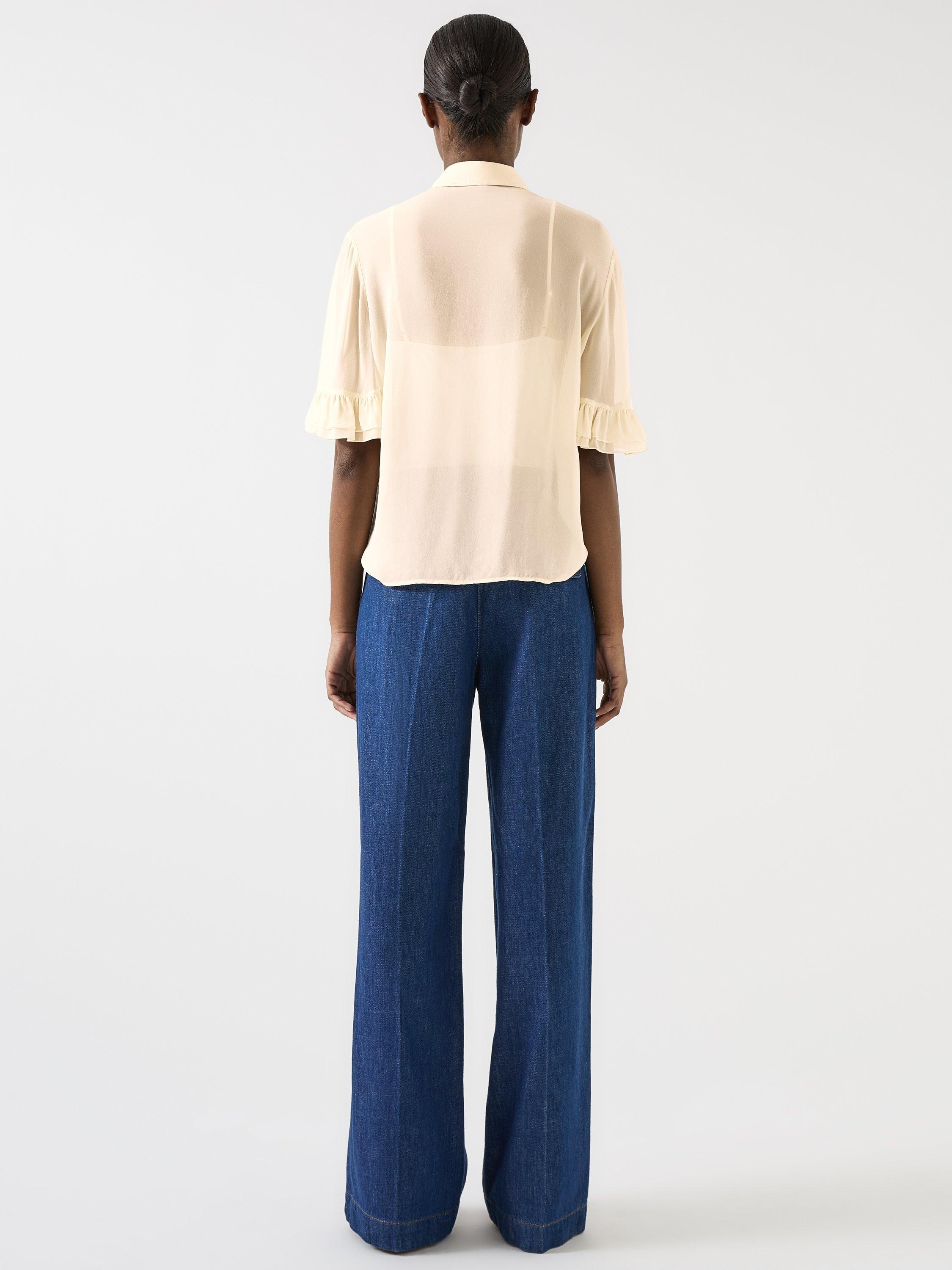 Product image 4 of 5, which shows L.K.Bennett Corissa Chiffon Frill Blouse, Ivory, 6