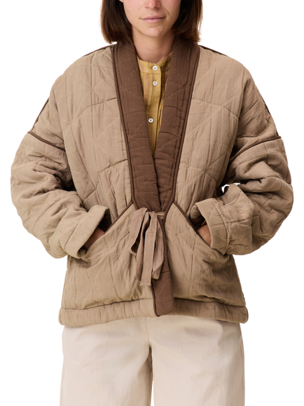 Leon & Harper Val Quilted Kimono Jacket, Brown, Brown