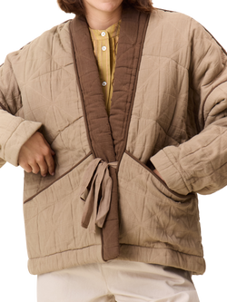 Leon & Harper Val Quilted Kimono Jacket, Brown - view 2, Brown