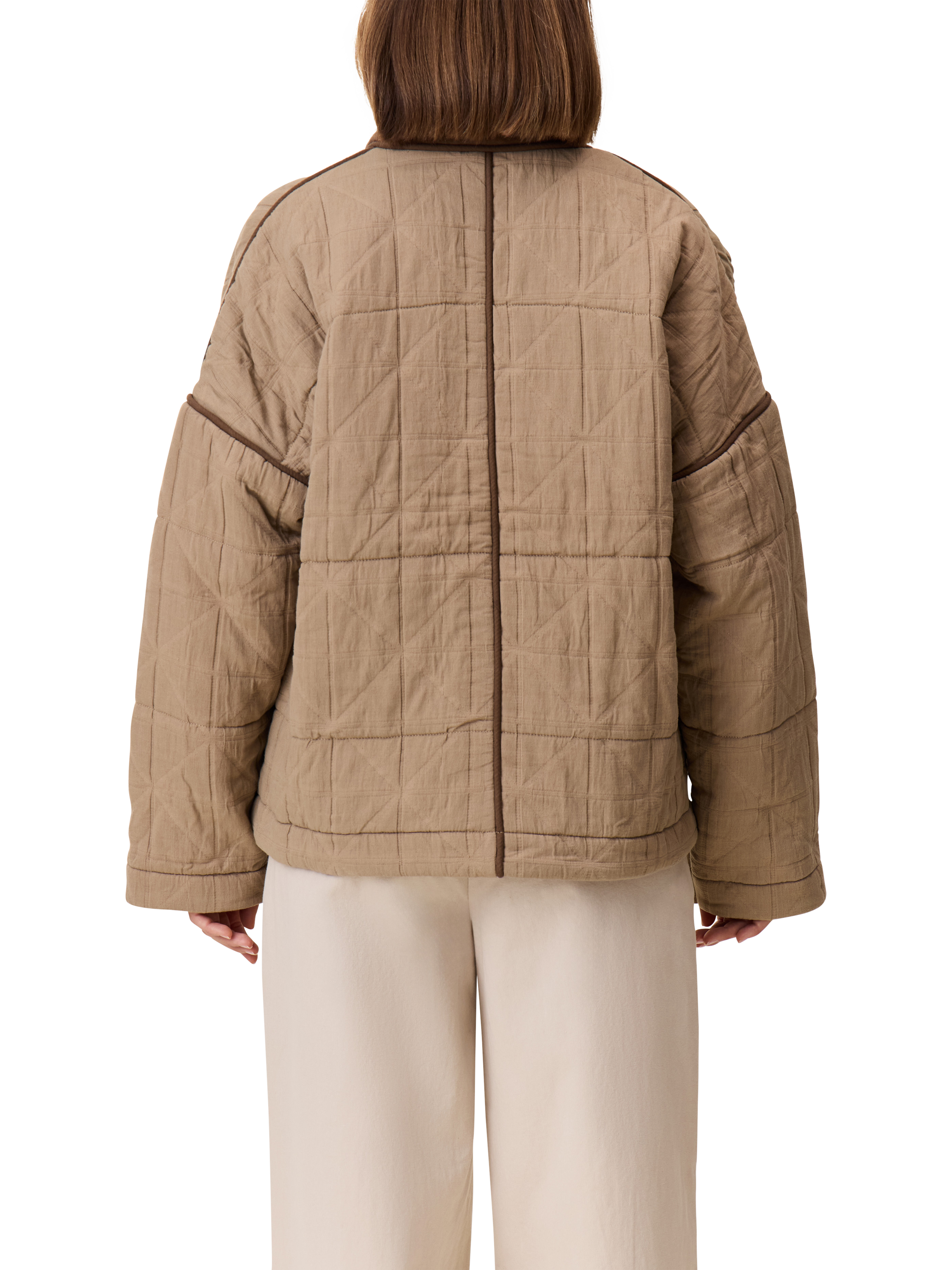 Product image 3 of 5, which shows Leon & Harper Val Quilted Kimono Jacket, Brown, S