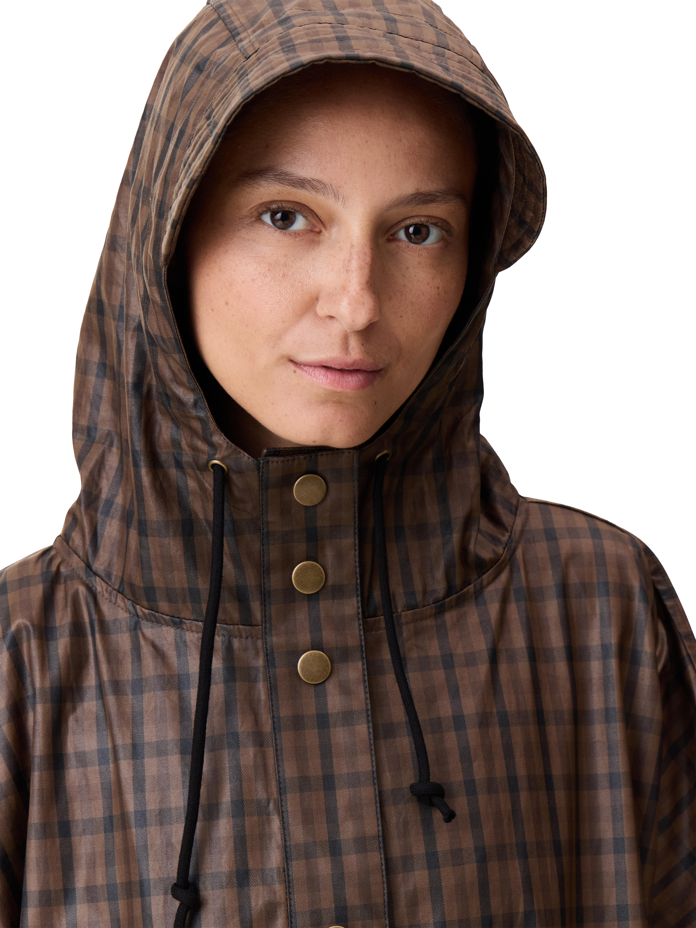 Product image 4 of 5, which shows Leon & Harper Vannah Check Raincoat, Brown, One Size