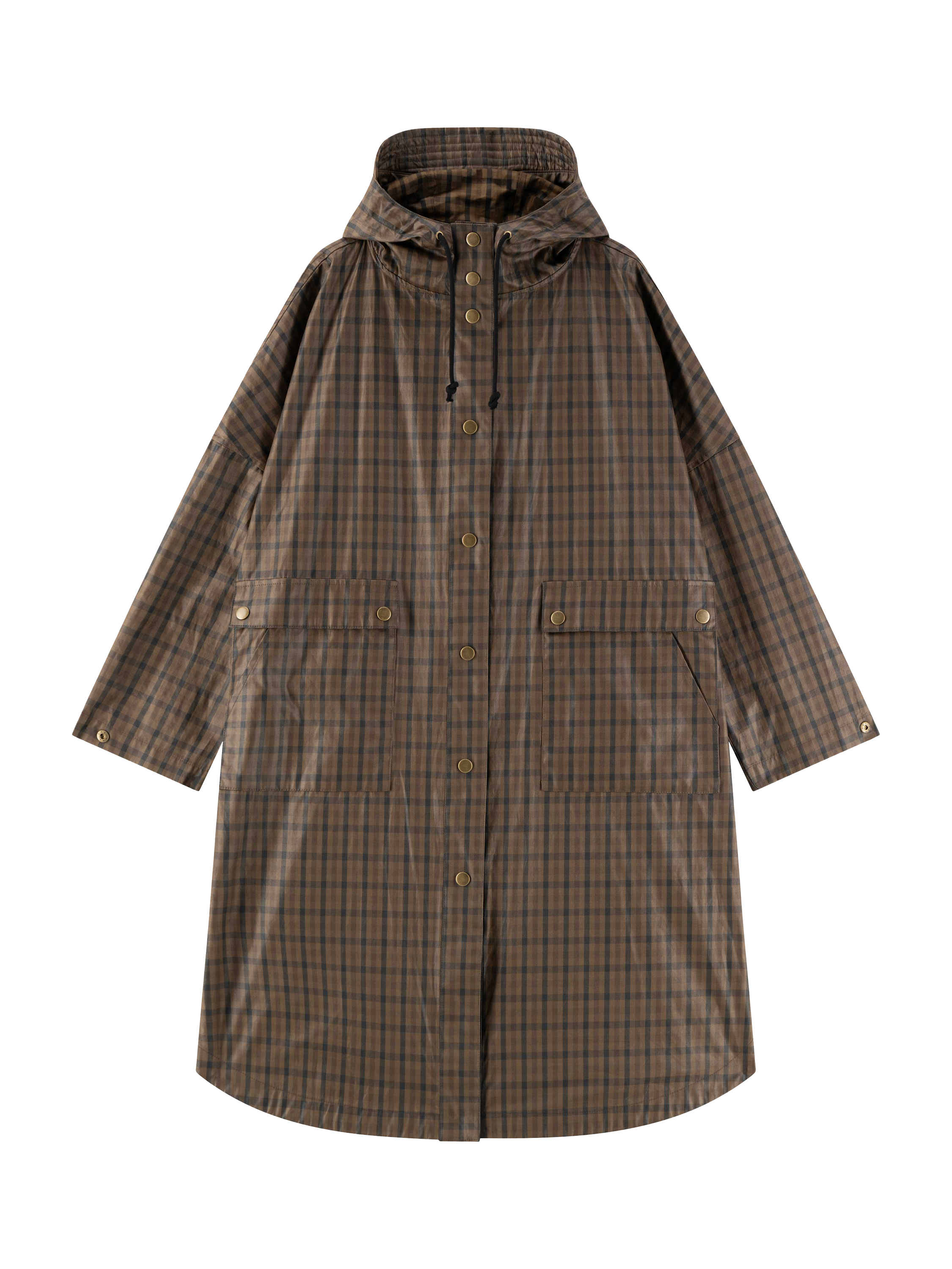 Product image 5 of 5, which shows Leon & Harper Vannah Check Raincoat, Brown, One Size