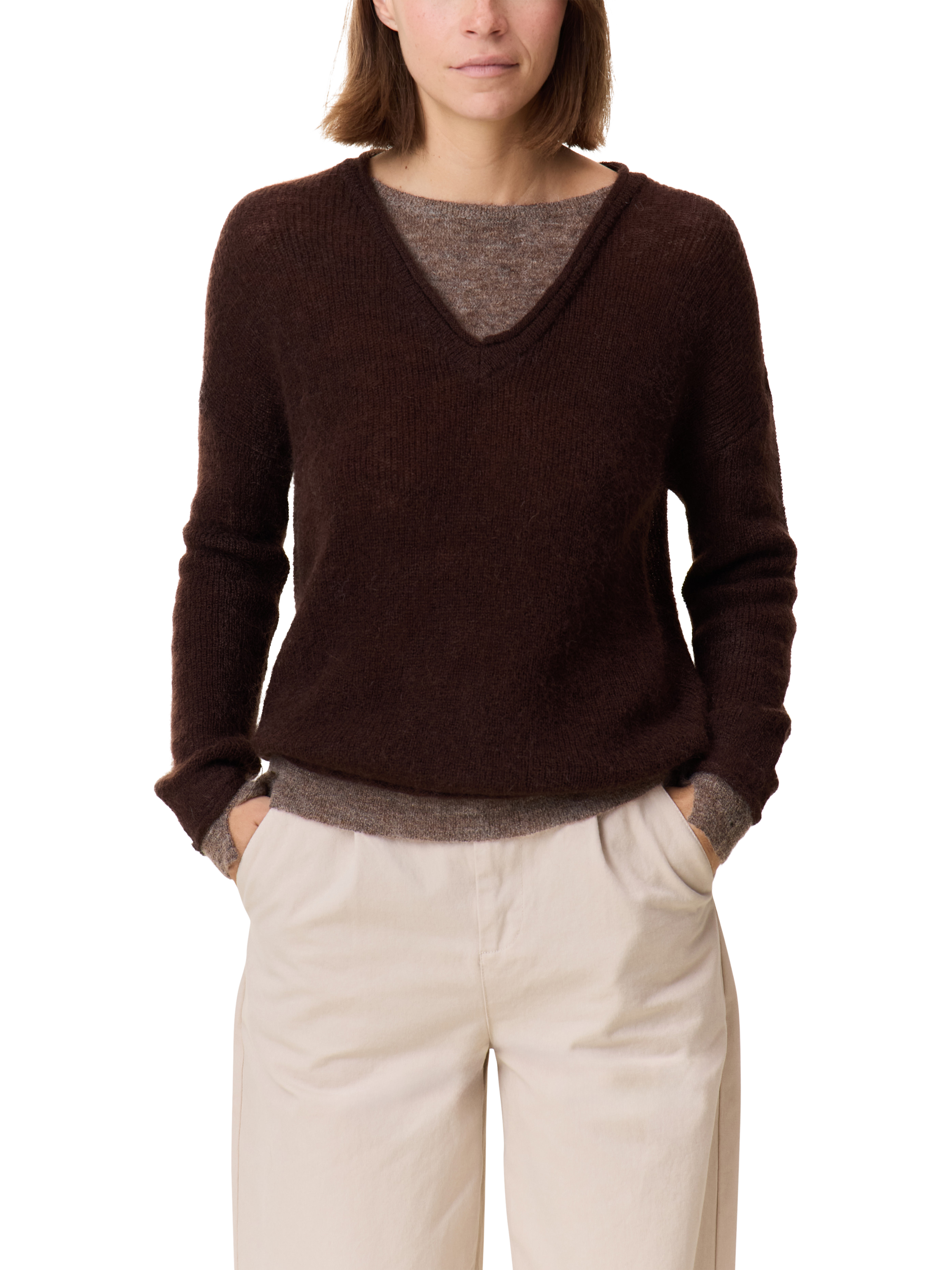 Product image 1 of 4, which shows Leon & Harper Millipe Layered Look Knit Jumper, Brown, M