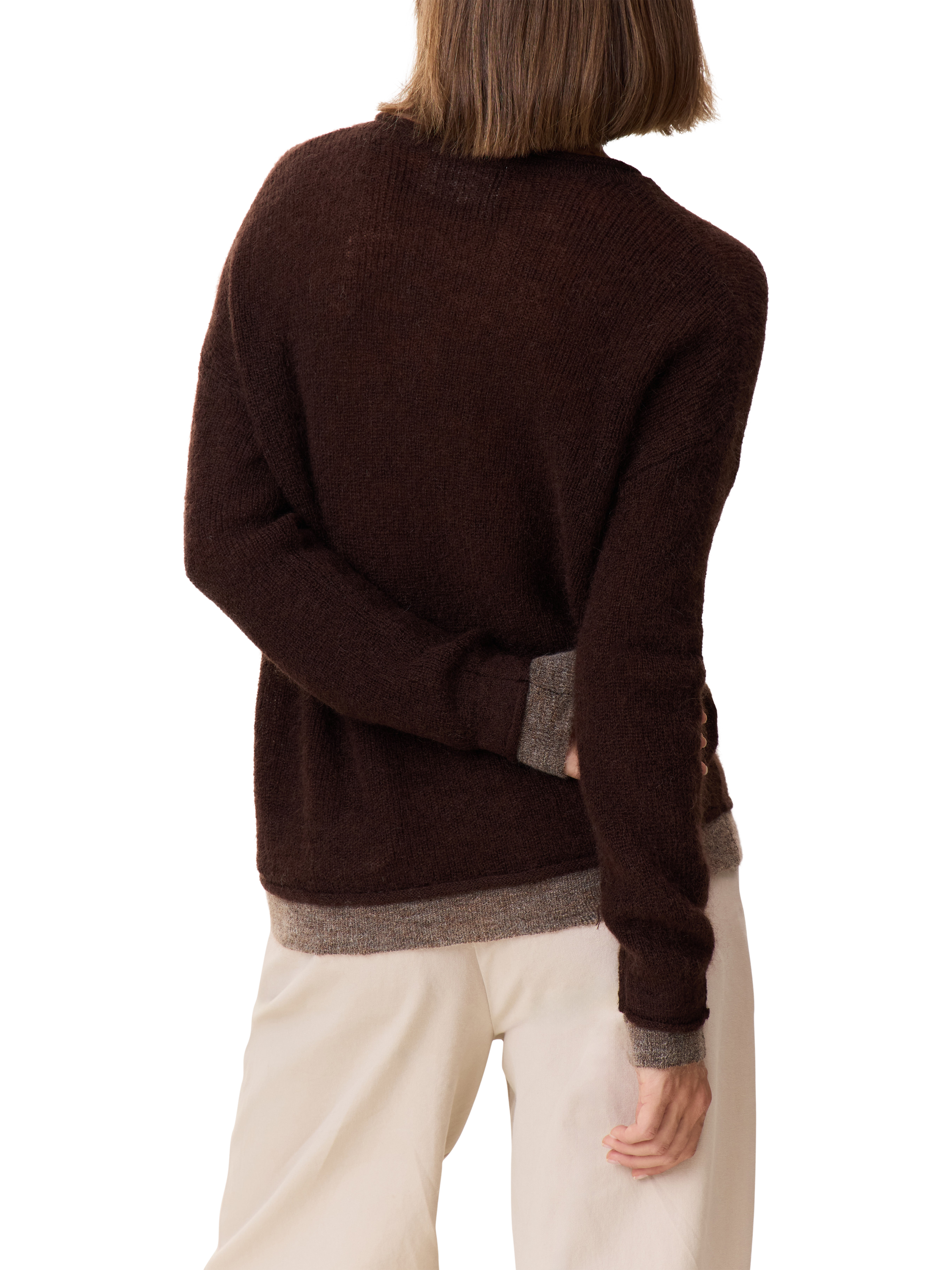 Product image 3 of 4, which shows Leon & Harper Millipe Layered Look Knit Jumper, Brown, M