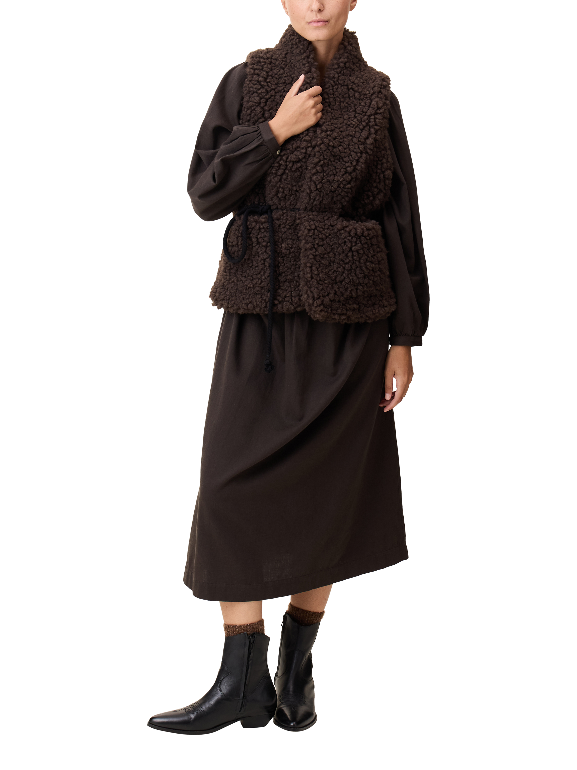 Leon Harper Vinny Faux Fur Gilet, Brown