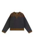 Leon & Harper Siena Leaf Embroidered Cotton Blend Sweatshirt, Grey/Brown