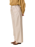 Leon & Harper Parwin Tie Belt Straight Leg Cotton Trousers, White