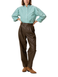 Leon & Harper Penelope Faux Leather Trousers, Brown