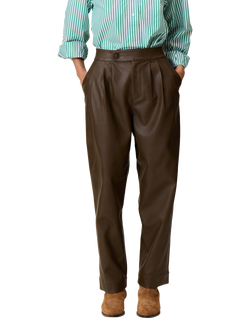 Leon & Harper Penelope Faux Leather Trousers, Brown - view 2, Brown