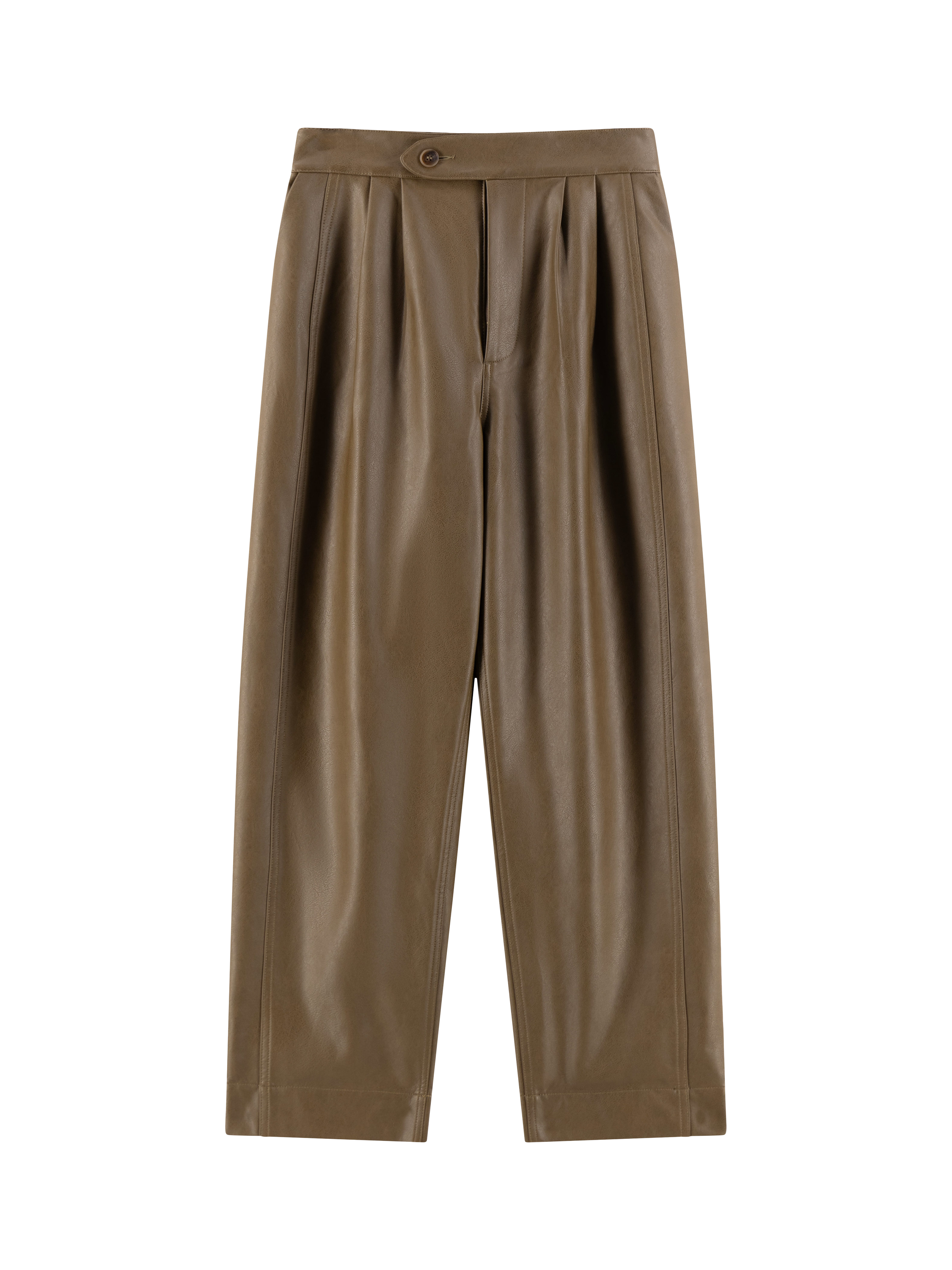 Product image 4 of 5, which shows Leon & Harper Penelope Faux Leather Trousers, Brown, 38