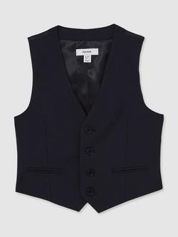 Reiss Kids' Wool Blend Hope Waistcoat, Navy, Navy