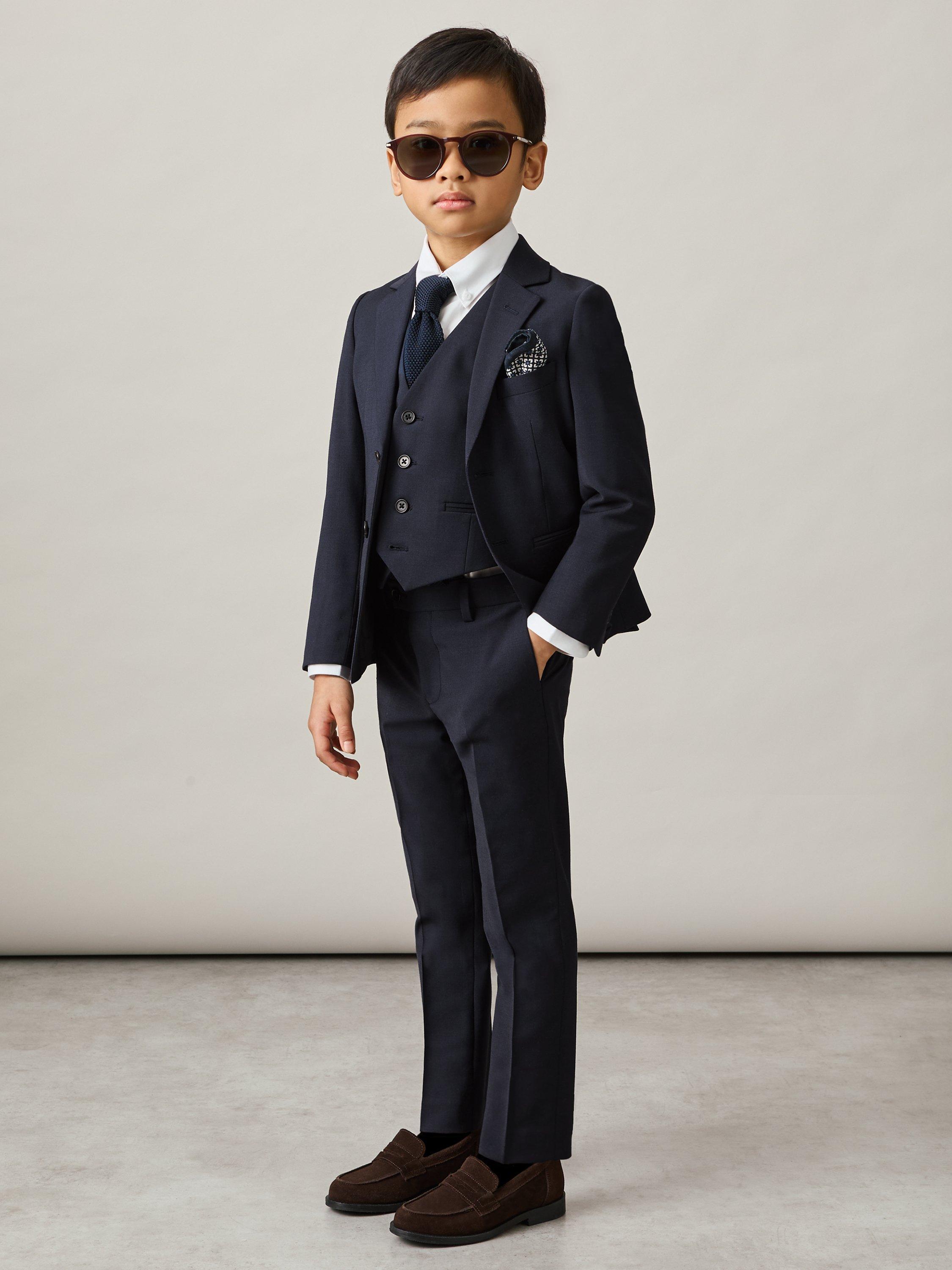 Product image 3 of 4, which shows Reiss Kids' Wool Blend Hope Waistcoat, Navy, 3-4 years