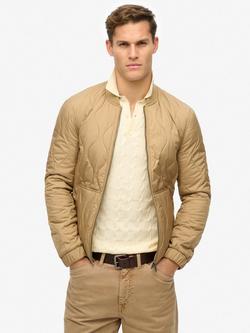 Superdry Surplus Quilted Liner Jacket, Olive Green, Classic Tan Brown