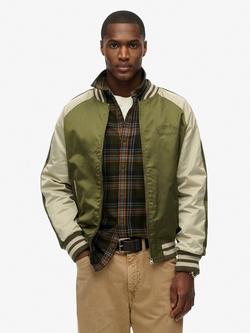 Superdry Souvenir Bomber Jacket, Olive Night Green, Olive Night Green