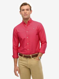 Superdry Organic Cotton Regular Fit Oxford Shirt, Magenta Pink
