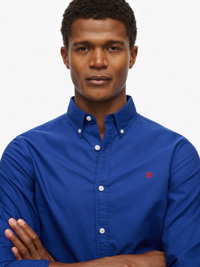 Product image 4 of 5, which shows Superdry Cotton Regular Fit Classic Oxford Long Sleeve Shirt, Marine Navy, S