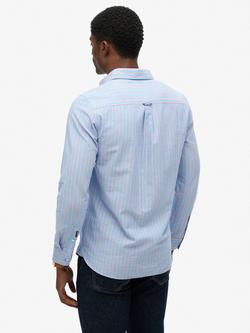 Superdry Classic Stripe Cotton Oxford Shirt - view 2, Blue/Coral