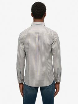 Superdry Organic Cotton Regular Fit Stripe Oxford Shirt - view 2, Navy/Yellow
