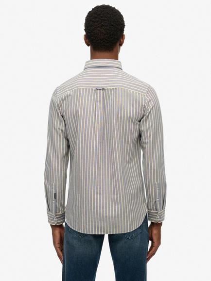 Superdry Organic Cotton Regular Fit Stripe Oxford Shirt - view 2, Navy/Yellow