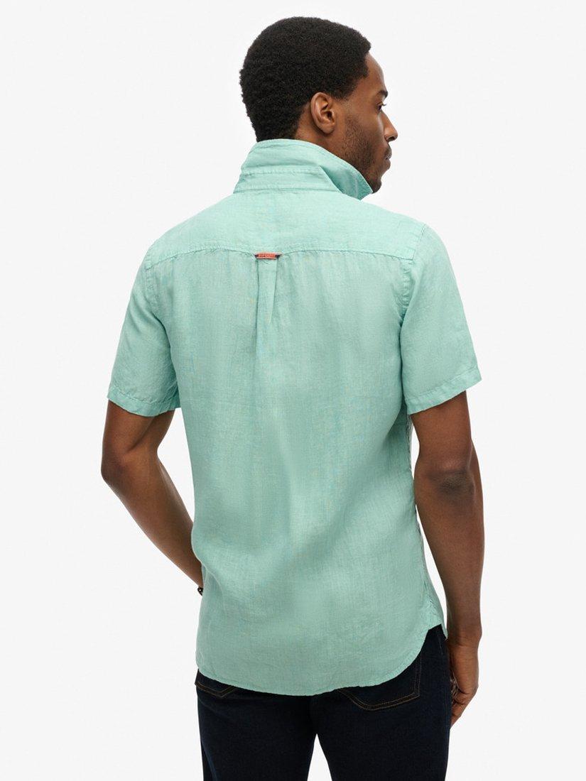 Product image 3 of 4, which shows Superdry Embroidered Vacation Linen Shirt, Porcelain Green, S